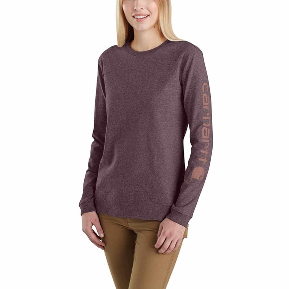 2x Carhartt Long Sleeve Loose Fit size Large heather women’s shirts thick cotton - Picture 2 of 6